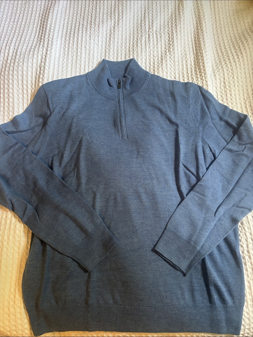 Black Brown 1826 Men's Slate Blue Quarter zip Sweater
